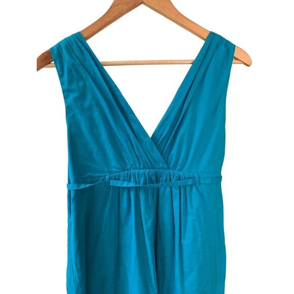 Paula KC Bright Blue Sleeveless Summer Party Deep V-neck Cotton Lined Dress M - Picture 7 of 10